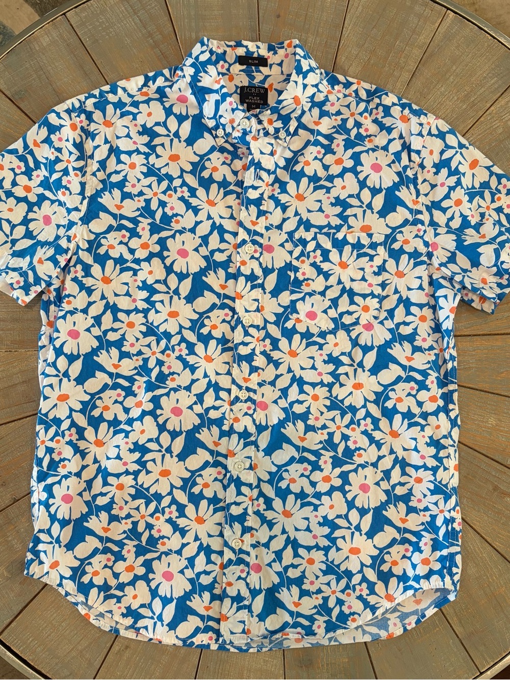 Mens J.Crew Short-Sleeve Floral-Print Slim Casual Shirt - Medium